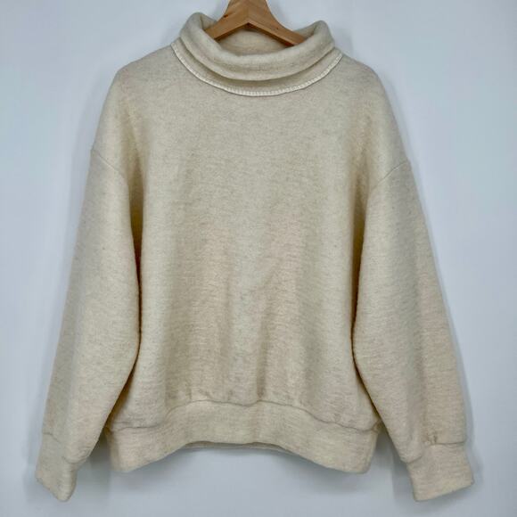 GoshYaga Boiled Wool Pullover Sweater Womens Large Track Suit Top Ivory White - Picture 1 of 9